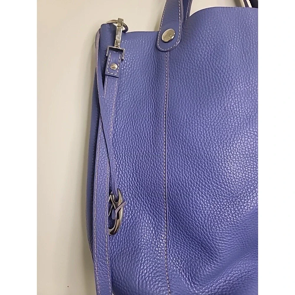 Faiez Halabi Pebbled Leather Shoulder Hobo Bag‎ Black Blue Bueno Aires